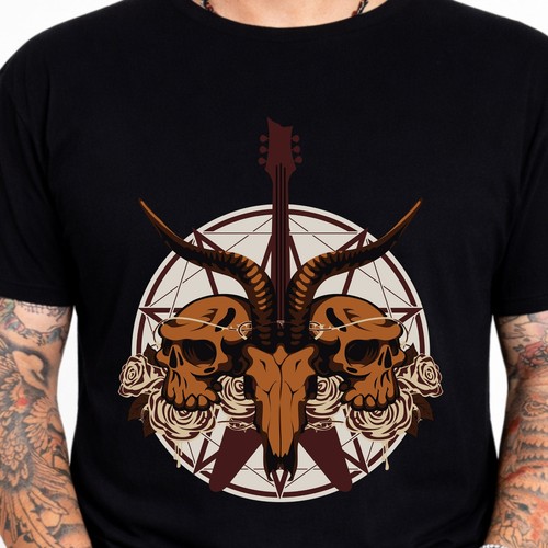 Goat skull shirt pentagram - goat,