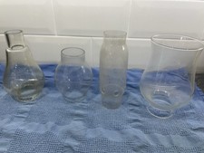 4 X Clear Glass Chimneys Oil