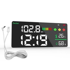 Digital Noise Decibel Sound Level Meter Time Temp LED Display 130db Wall Mounted