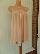 L14 VTG ST MICHAEL ULTRA SHEER PEACH PLEAT CHIFFON 60'S BABYDOLL NIGHTIE 18 L