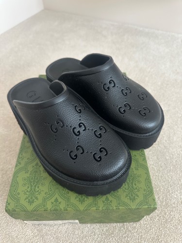 Gucci black perforated rubber