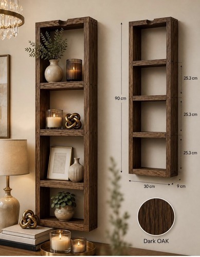 Solid wood wall - shelf, dark