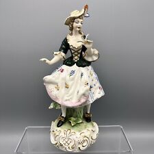 Capodimonte Figurine Woman With Bird In Hand Gloss Finish Vintage 10 Inches Tall