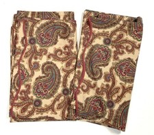Handmade Paisley Print Curtains Drapes Set of 2 Panels Purple Brown Tan 92"