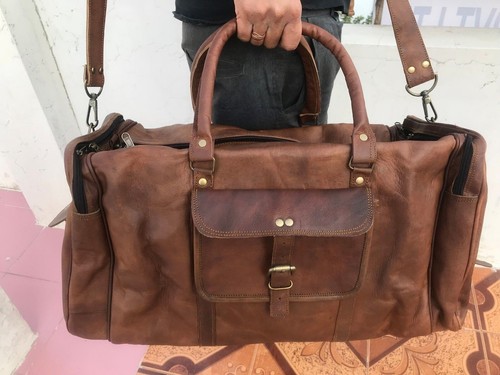 Leather bag vintage luggage - bag,