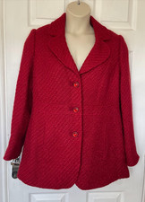Per Una M&S Red Boucle Blazer / Coat - Wool Blend Size 16
