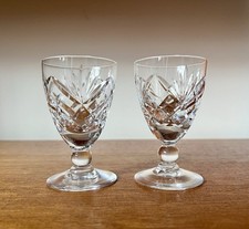 Royal Brierley Braemar Cut Short Stem Pair Of Wine Glasses Lead Crystal
