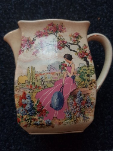 Vintage pitcher lady pink - pitcher, in