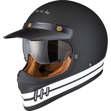 Black Royale Pureline Retro Motorcycle Helmet With Integrated Sun Visor