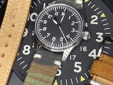 stowa flieger classic 40 extra camo canvas strap with wooden box