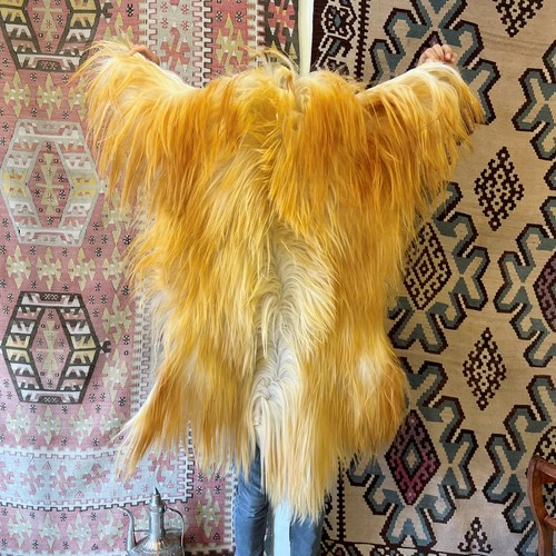 Natural angora goat skin rug - natural,