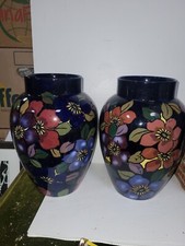Pair Of Royal Stanley Ware Art Nouveau Jacobean Vases B16