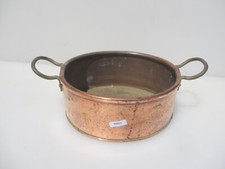 Antique Copper Jam Pan Fish Kettle Trough Tub Vintage Old Brass Handles Pot 12"W