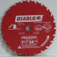 Freud Diablo D0724PX 7-1/4" 24TCarbide Circular Framing Saw Blade 5/8 Arbor Wood