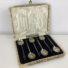 6 x Black Bean Silver Plated