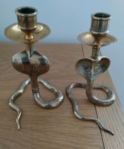 Brass snake shaped candle - snake,