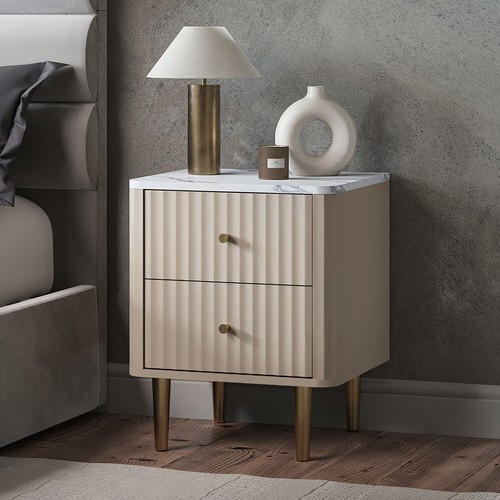 Taupe drawer marble - 2-drawer,