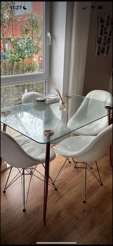 Glass rectangle table new - in,