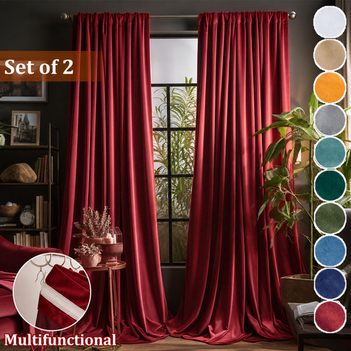 Luxury velvet curtains pair - curtains,