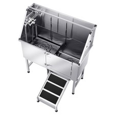127 cm Dog Grooming Bath Tub Stainless Steel w Ramp Water Filter