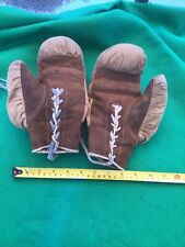 VINTAGE COTTON AND LEATHER/SUEDE BOXING GLOVES. APPROX 26cm Long