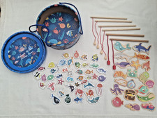Jacques of London Magnetic Wooden Fishing Games X 2 - 6 Rods 2 Types of Fish