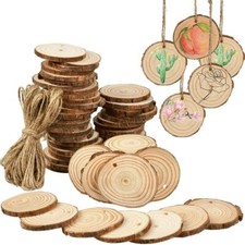30X Wood Slices Round Discs