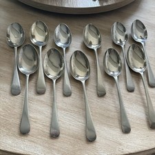 Vintage/Antique collection of 11nickel silver/stainless dessert Spoons