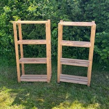 4 Tier Wooden Shelving Storage Rack for Greenhouse, Shed, Garage (Set of 2)