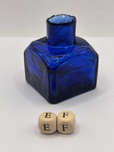 Old cobalt blue glass ink