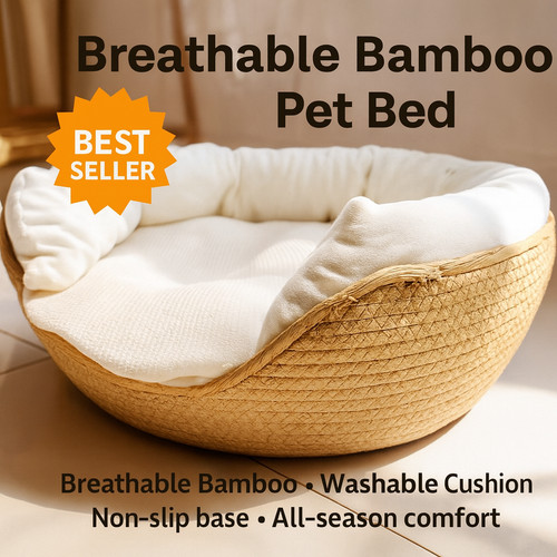 Bamboo wicker dog - bamboo,