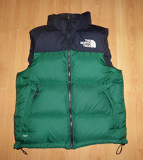 NORTH FACE NUPTSE DOWN HOODED PUFFER BODYWARMER GILET VEST SMALL GREEN RRP £300