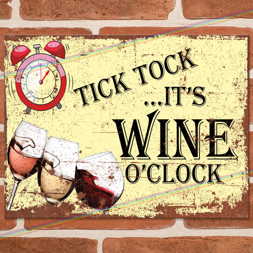 Wine clock funny metal - wine, signs