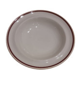 Vintage Dunn Bennett & Co Burslem Deep Plate 7" – 1965 White Brown Rim 