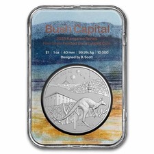 Australia $1 2025 Kangaroo 1 oz Silver 999 RAM Bush Capital Frosted in Slab