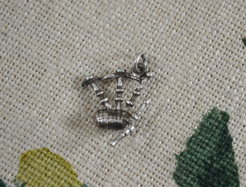 Vintage silver bagpipes - bagpipes, charm