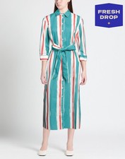 RRP€219 CAMICETTASNOB Shirt Dress IT40 US4 UK8 S Belted Blue Striped Slit