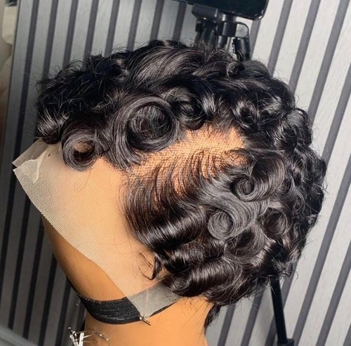 Short human hair wigs - human, pixie