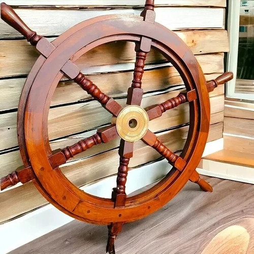 Wood antique solid - 18", brass