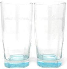 2 x Bombay Sapphire Hi-Ball Glasses, Blue Tinted, Heavy Glass, 40cl, Long-drink
