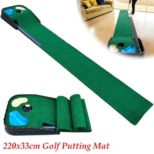 Golf putting mat with auto - putting,