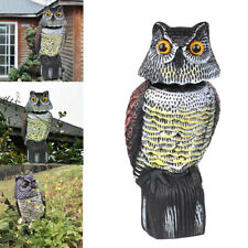 Garden Realistic Owl Decoy Deterrent Bird Pigeons Crow Scarer with Rotating Head