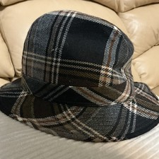 RARE brown  check Kangol Tweed player Bucket Hat In Size medium 