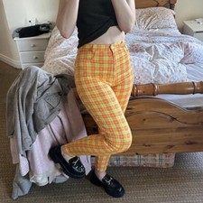 Italian Vintage Orange Tartan Plaid Trousers 