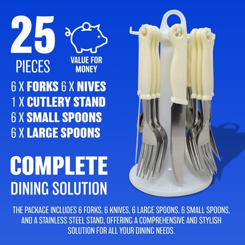 24pc cream cutlery - cutlery, set