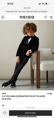 Boys reiss black tuxedo suit - boys,