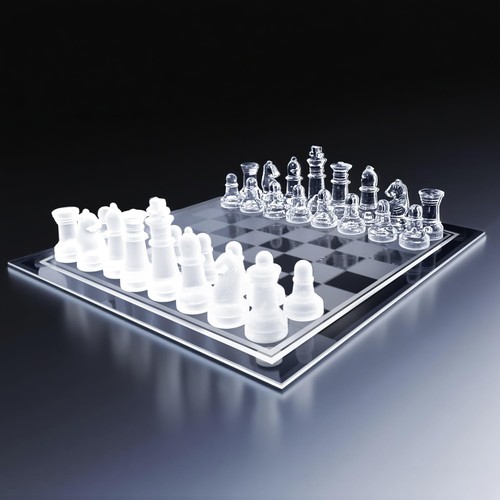 Classic glass chess board set - glass,