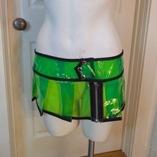 RARE Lip Service Micro Mini Skirt PVC Neon GREEN Cyber Goth Drastik Plastik M 