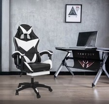 Gaming Chair Leather Office Chair Massage Computer Chairs with Lumbar Cushion