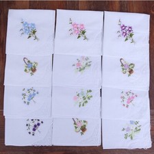 Womens Ladies Embroidered Lace Hankies Butterfly Hankerchiefs Pack Of 5